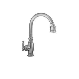   Hole Single Handle Mid Arc Pull Down Sprayer Kitchen Faucet in Brushed