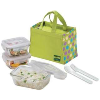 Lock and Lock Glass Lunch Box Set Green LLG414SG 