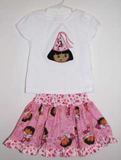 Custom boutique dora birthday twirl skirt set DIN  