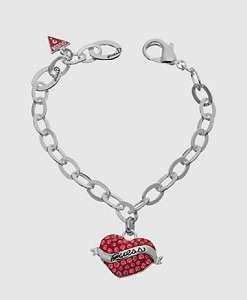   VALENTINE DAY RED CRYSTAL HEART LOGO BRACELET BANGLE WITH POUCH  