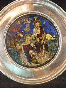 1986 STAINED GLASS w/ PEWTER CHRISTMAS PLATE Historical  