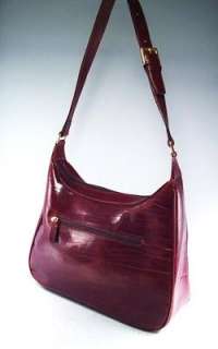 OROTON Lrg LUX 80s VTG Leather Hobo Bag $700 CMP NR MINT Glazed Garnet 