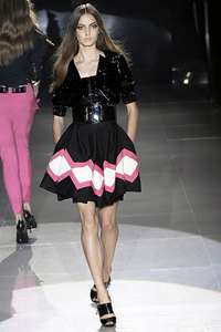 GUCCI 2008 S/S RUNWAY BLACK FLARED SKIRT DRESS W26 FOR LEATHER JACKET 