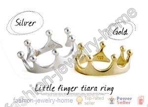 Fashion Small Open silver golden copper Imperial Crown Ring  