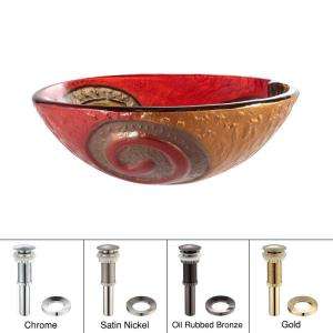   Vessel Sink in Copper Snake with Gold Pop up Drain and Mounting Ring