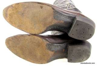   Olathe Brown Leather Cowboy Boots Curlicue Wave Stitch Men 11 B  
