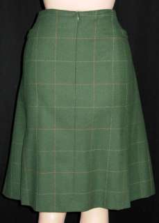 AKRIS PUNTO Olive Green Gold Windowpane Check Skirt Suit Jacket Skirt 