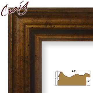 Picture Frame Distressed Roman Gold 2.5 Wide Complete New Wood Frame 
