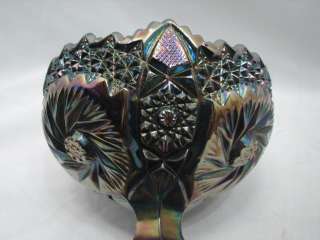 FENON AMTHYST CARNIVAL GLASS COMPOTE CANDY DISH PINWHEEL BOWL  