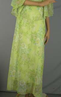 LADY DORBY Green Floral Long DRESS Plus Size 20W 1X Shawl Sheer Lined 