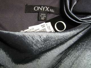 ONYX NITE Gunmetal Gray Taffeta Evening Dress NEW 10  