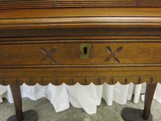 Antique Oak Eastlake Drop Front Planation Desk w Slots  