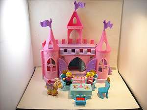 Complete Fisher Price Little People Castle Set pink w doll figures 
