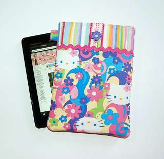 HELLO KITTY IN PAISLEY FLOWERS   Nook Color / Kindle Fire Case Cover 