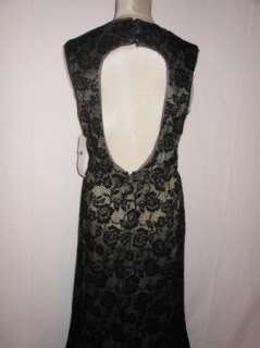 NWT Adrianna Papell Black Lace Open Back Gown E Red Carpet 12 $280 