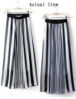   Pleated Chiffon Loose Elastic Waist Summer Beach Maxi Long Skirts