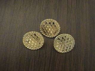 Lot of 3 Chanel Authentic Mesh Plad Buttons Gold  
