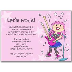 Rock Star Girls Invitations Birthday Party Music Guitar  