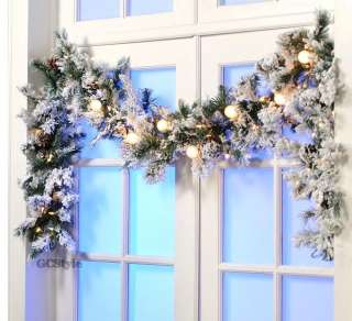 COLIN COWIE 9 FT FLOCKED PRELIT LED CHRISTMAS WHITE GARLAND  