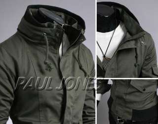 PJ Mens Slim Thicken Warm Hoodie Jacket Coat Black/Green/Khaki XS~L 