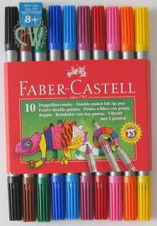 Faber Castell DOUBLE ENDED Colour Marker Pens.Set of 10  