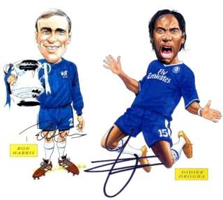 A3 Signed Chelsea Legends 10 Caricatures Special  
