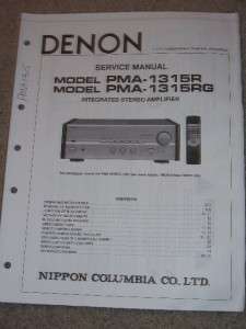 Denon Service/Operation Manual~PMA 1315R/1315RG Amp  