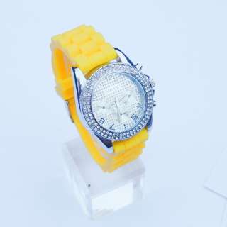 Silicone Crystal with Diamond Quartz Men Ladies Women Jelly Wrist 