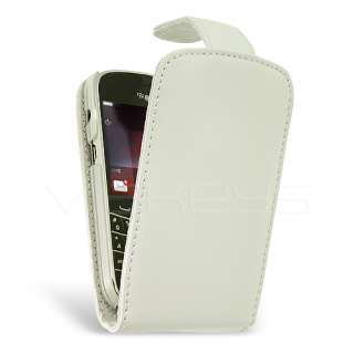 White Genuine Leather Flip Case for BlackBerry Bold 9900  