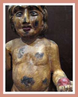 Early Primitive Folk Wood Carved Santos Infant Jesus  