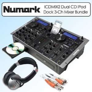 Numark ICDMIX2 Dual CD Performance System iPod Dock 3 Channel Mixer 