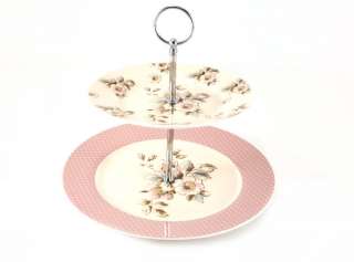 KATIE ALICE Cottage Flower 2 Tier CAKE STAND PLATE  