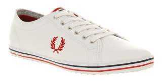 Mens Fred Perry Kingston Tumbled Leather White/Red/Carbon Smu Trainers 