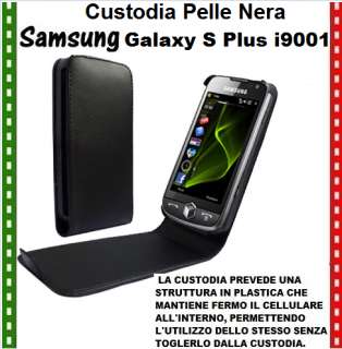   COVER CASE PELLE per SAMSUNG Galaxy S Plus i9001i 9001 NERA  