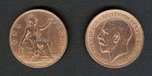 one penny rame / copper George V 1914  