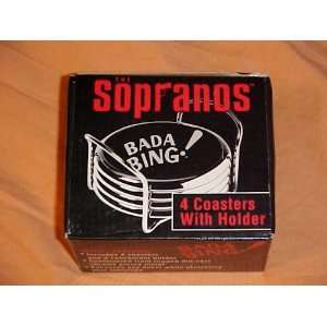  Sopranos Bada Bing Chrome & Leather Coaster Set Kitchen 