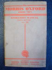 MORRIS OXFORD SERIES MO 10th EDITION OPERATION MANUAL ref29/28 