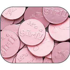 Pink Baby Girl Milk Chocolate Coins 5LB Grocery & Gourmet Food