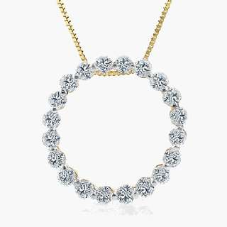 Stunning 14k Yellow Gold Diamond Circle Pendant Necklace 3/4 ctw with 