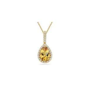   23 Cts Diamond & 2.38 Cts Citrine Pendant in 14K Yellow Gold Jewelry