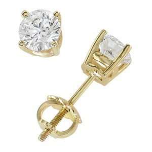 18k Yellow Gold & Round Diamond Stud Earrings (0.75 ctw) Jewelry
