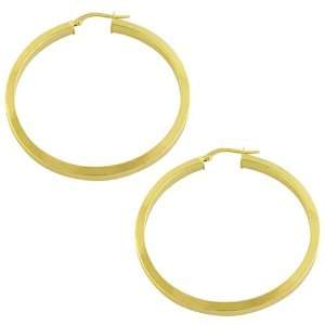  14 Karat Yellow Gold Polished Flat Hoop Earrings (4 x 40 