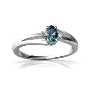    14K White Gold Oval Created Alexandrite Ring Size 9 Jewelry