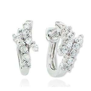  14k White Gold 1/3 Carat Diamond Huggie Earrings Jewelry