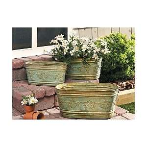   and Garden Decor Verdigris finished Metal Planters