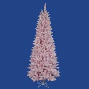 Pre Lit Pink Flocked Spruce Tree 