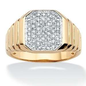  Gold Over Silver Diamond Mens Ring Jewelry