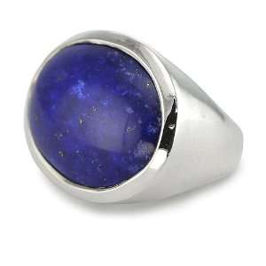  Large Oval Lapis Fashion Ring In Sterling Silver Size 6 