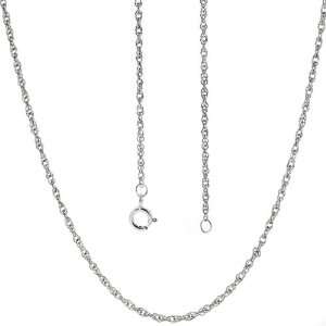 14K Solid White Gold Rope Chain 18 Inches Long Width 1.50mm Made In 