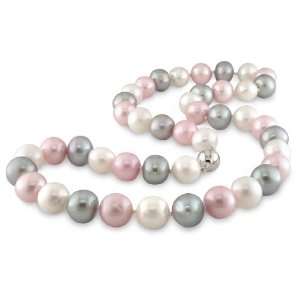   Freshwater Multi Color Pearl Strand Necklace w/ Silver, 18 Jewelry